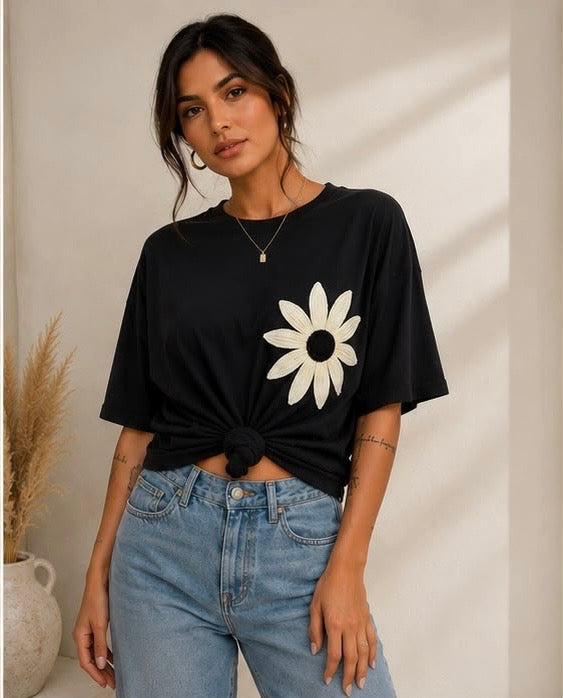 Over Size Flower Shirt-NH4571