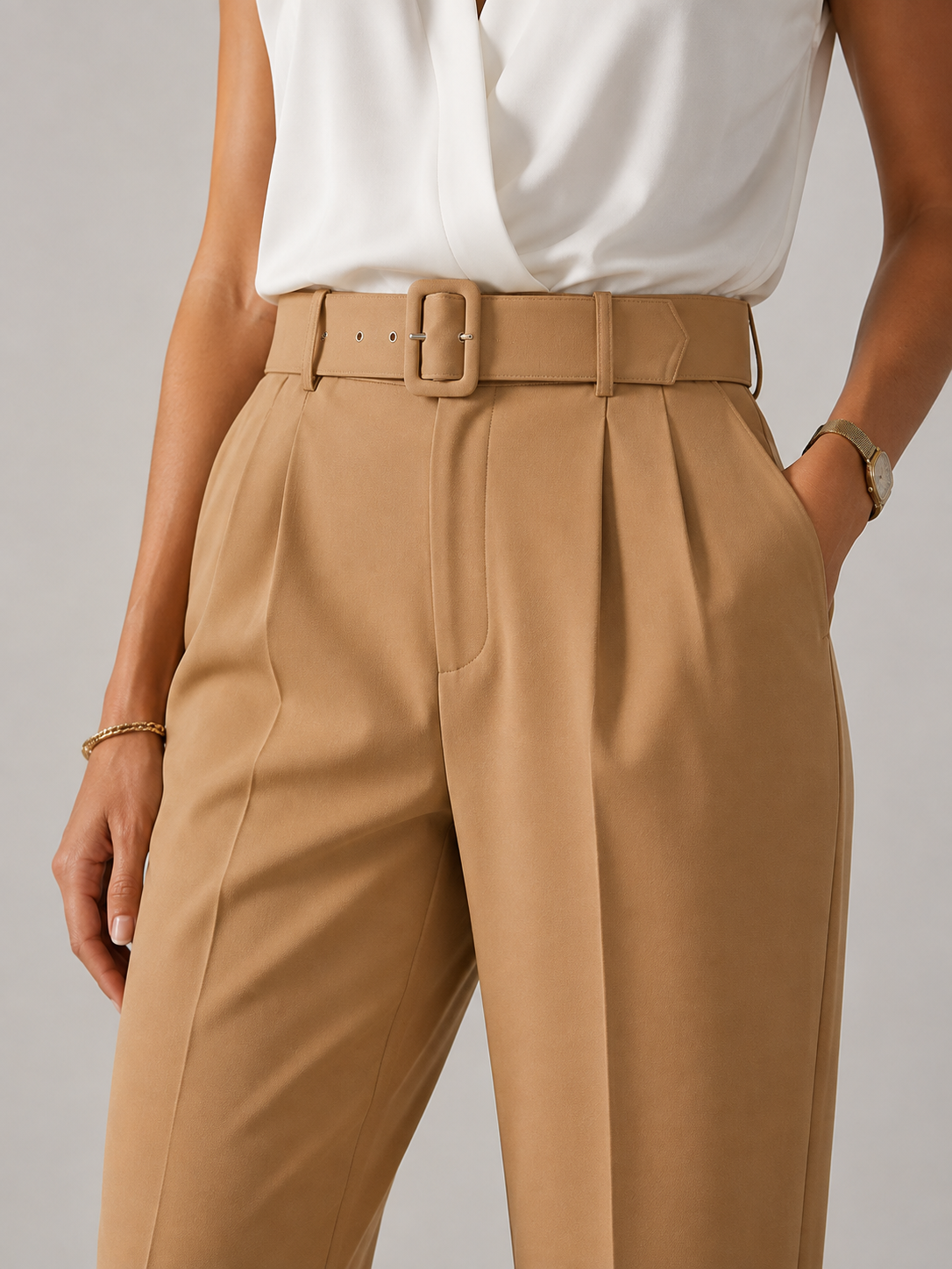 BUSINESS CHIC BELTED PANTS- NH6057