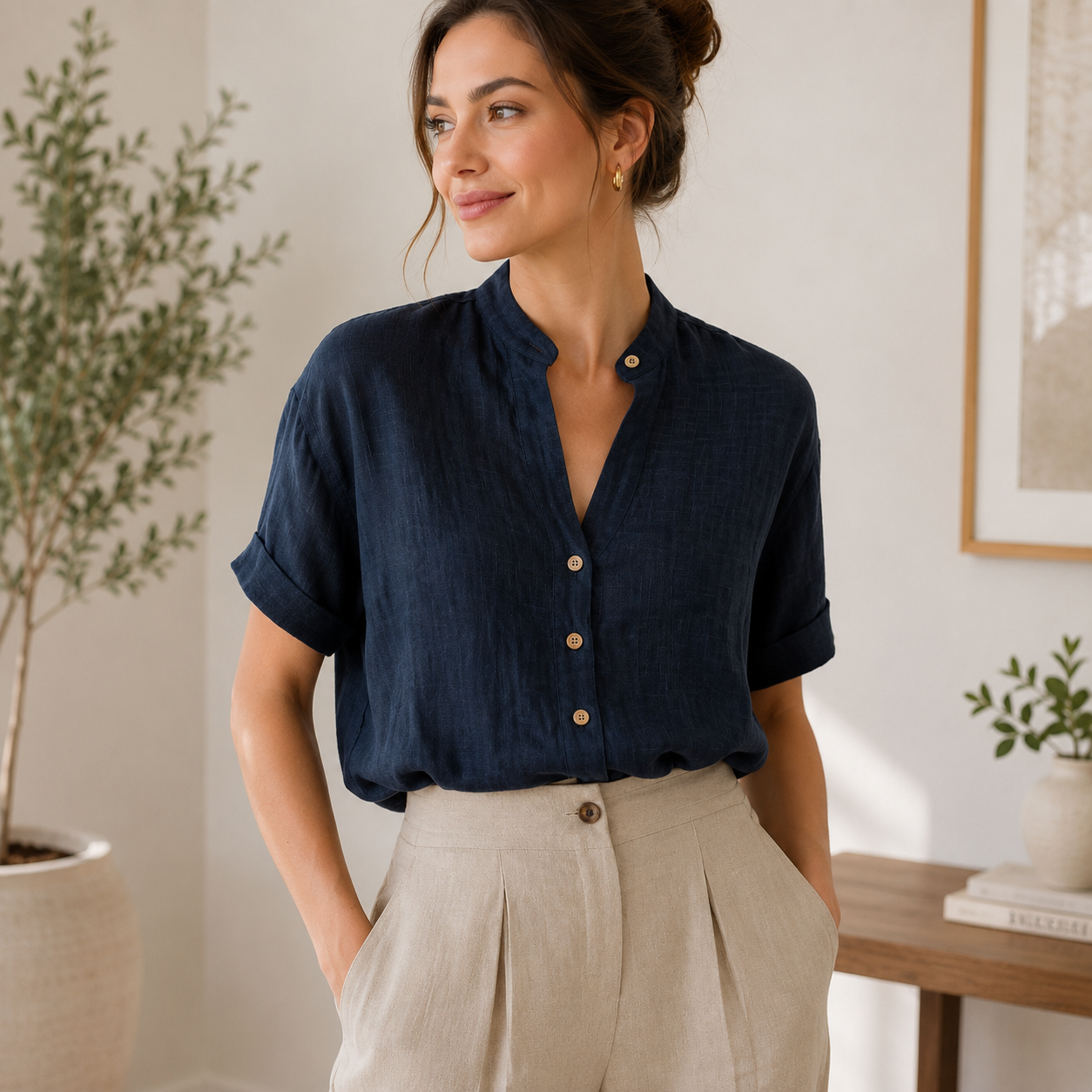 V Neck Blouse- NH2477