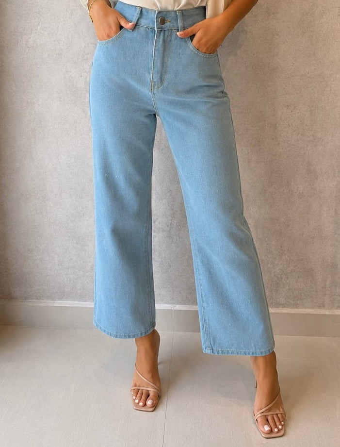 Light Blue Hight Waist Jeans-NH4656JN
