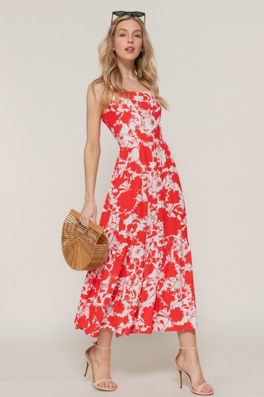 Floral Print Midi Dress-D14390
