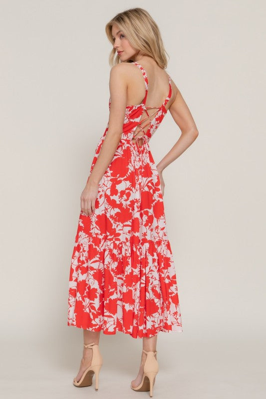 Floral Print Midi Dress-D14390