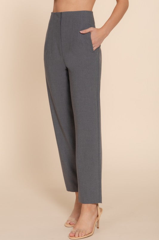 High Waist Long Pants Gray