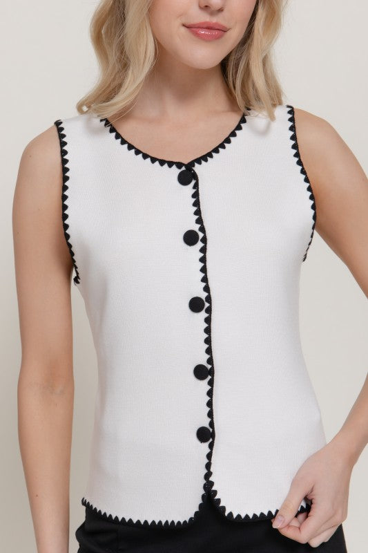 Sleeveless Contrasting Vest-T15324