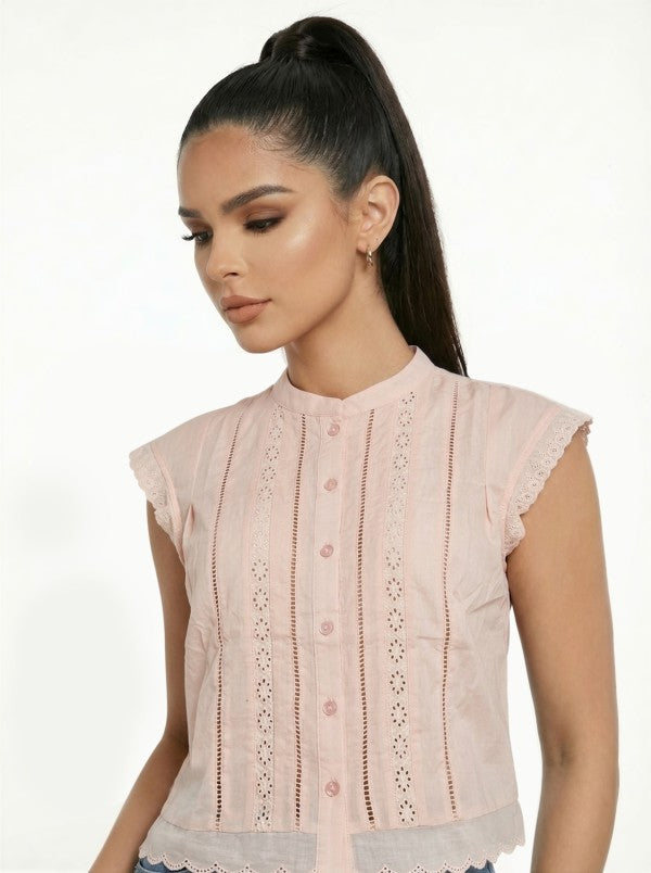 Eyelet Sleeveless Top- HMT57386
