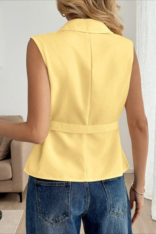 Yellow Belted Blouse-BMS9496