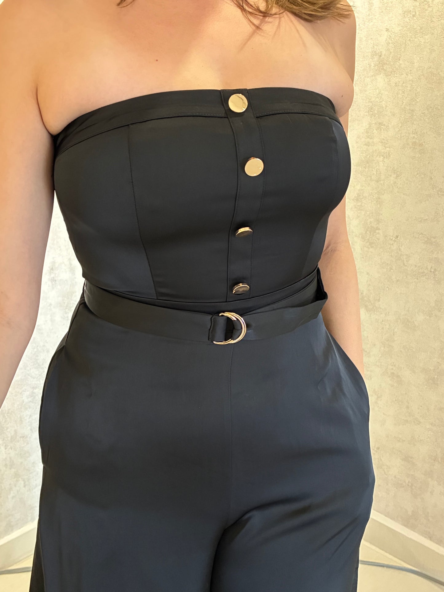 Black Strapless Jumpsuit