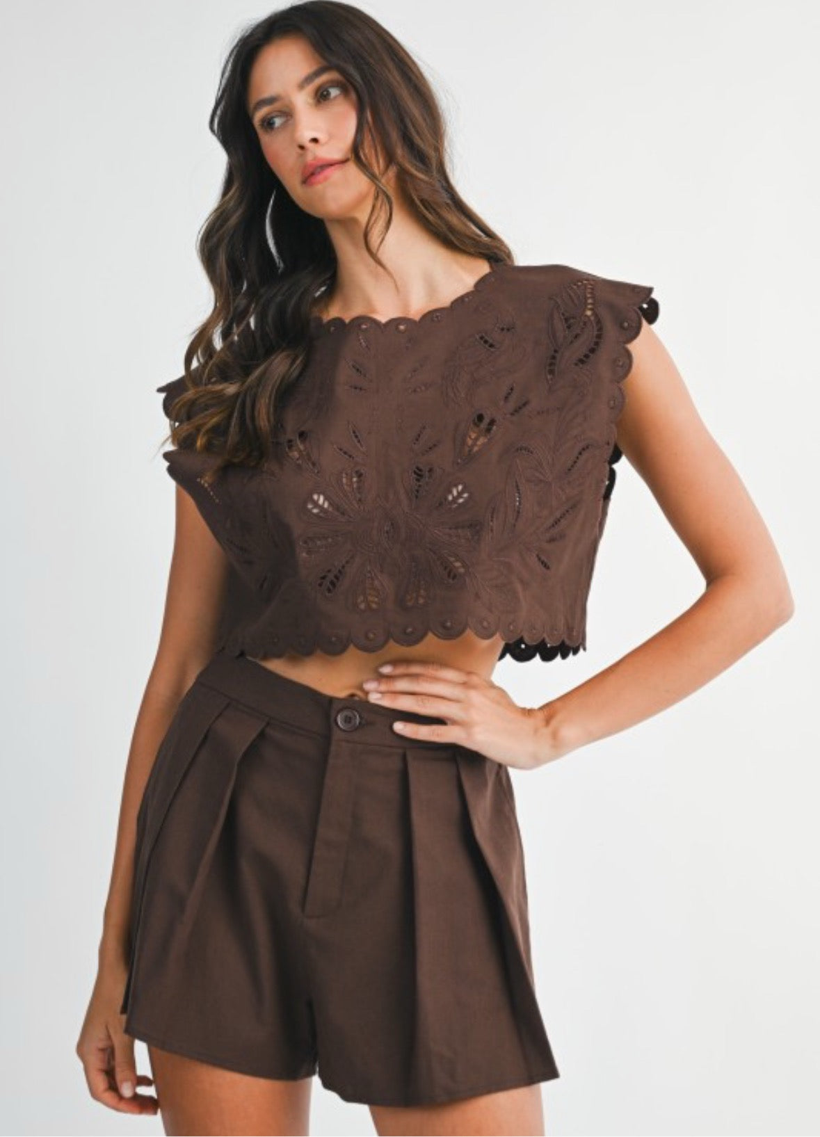 Chocolate Embroidery Scallop Set