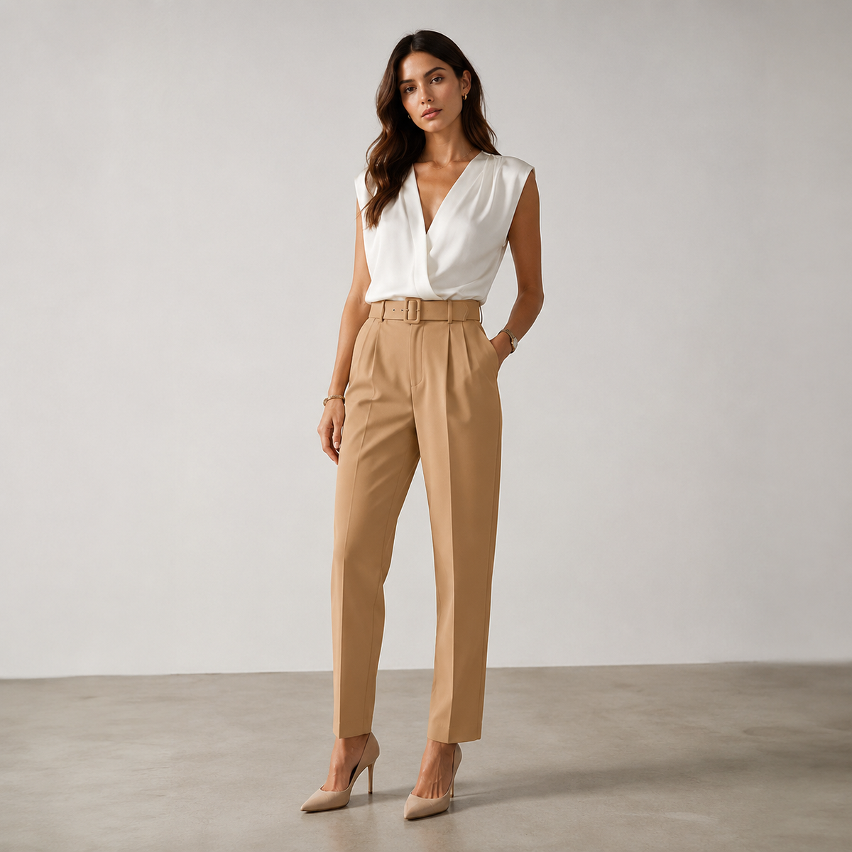 BUSINESS CHIC BELTED PANTS- NH6057